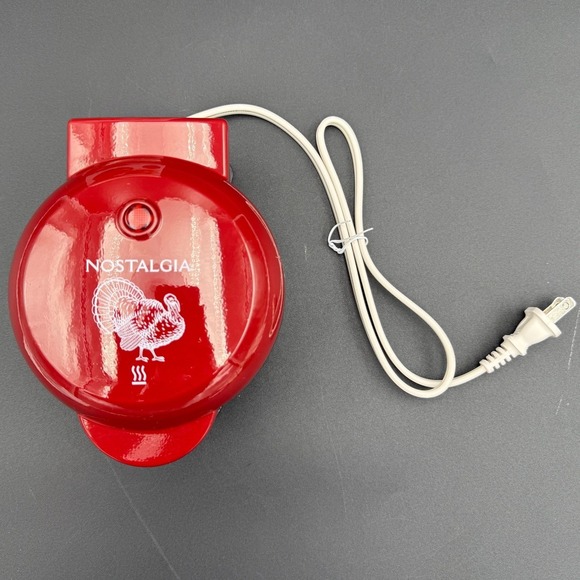 Nostalgia MyMini Turkey Waffle Maker 5 Inch Red Thanksgiving Holiday Open Box - Picture 7 of 16
